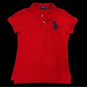 Polo Ralph Lauren Women’s Red Skinny Fit Big Pony Polo Shirt